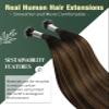 Ugeat Remy Human Hair Nano Ring Extensions, Dark Brown to Medium Brown Ombre, Straight, 40 cm, 50 g, 50 Strands, 2/6/2 view 4