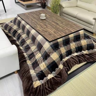 Kotatsu Table, Japanese Tatami Coffee Table Set with Heater, Dark Brown, 80 x 120 x 41 cm