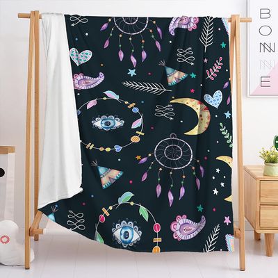 Dark Green Moon Fleece Blanket, Soft Washable Throw, 150 x 180 cm