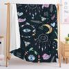 Dark Green Moon Fleece Blanket, Soft Washable Throw, 150 x 180 cm view 1