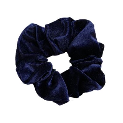 Premium Velvet Scrunchie for Women and Girls, Navy Blue