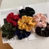 Premium Velvet Scrunchie for Women and Girls, Navy Blue view 2