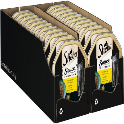 SHEBA Sauce Collection Wet Cat Food Trays with Chicken in Herb Sauce, 2 x 11 x 85 g
