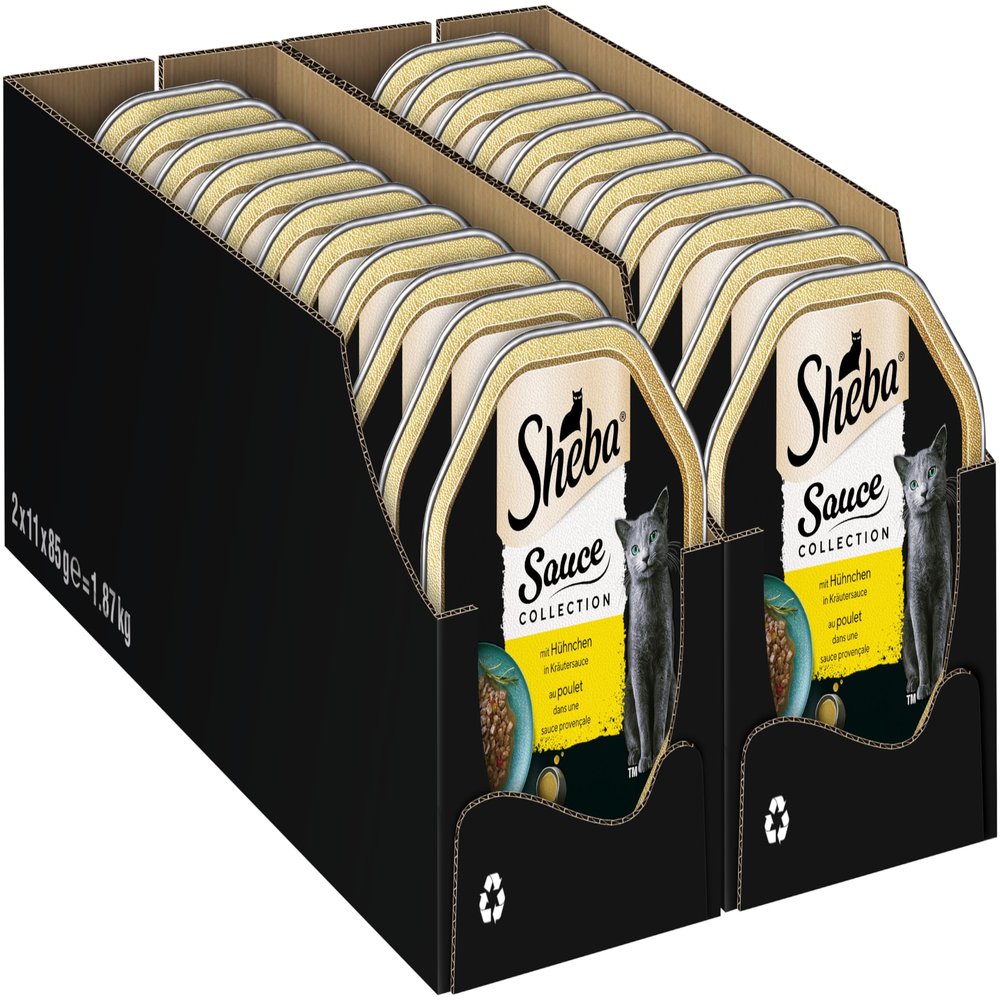 SHEBA Sauce Collection Wet Cat Food Trays with Chicken in Herb Sauce, 2 x 11 x 85 g