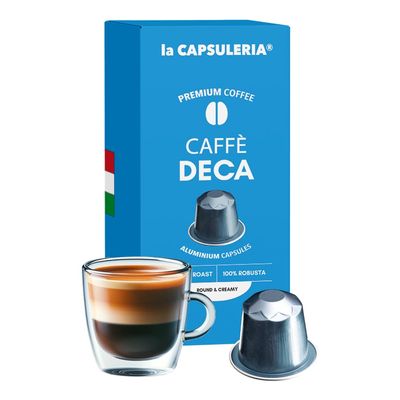 DECA Decaffeinated Coffee Aluminum Capsules (100 Capsules), Compatible with Nespresso