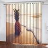 Blackout Curtains with Beach Pineapple 3D Pattern, 2-Piece Set view 1