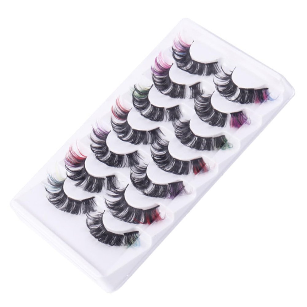 Angoily 7 Pairs of Curled Colored False Eyelashes