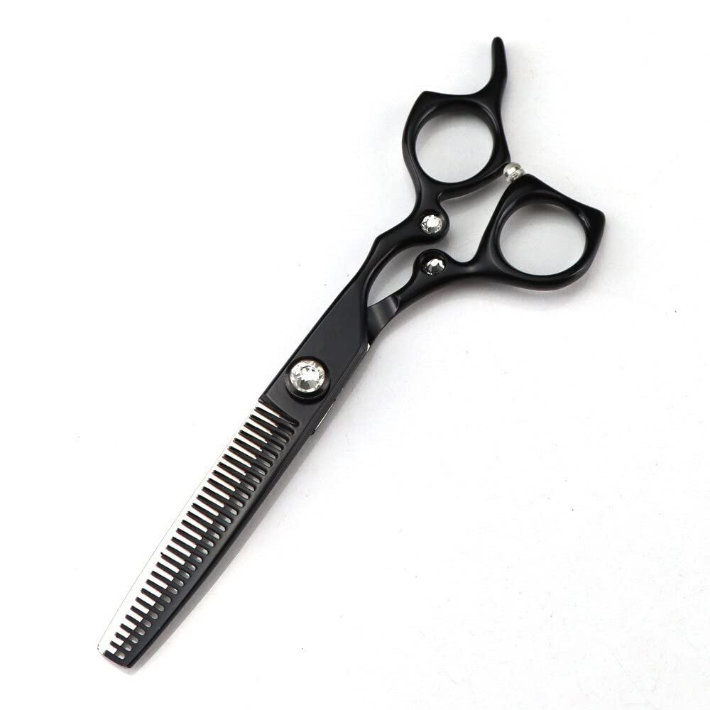 CrEev 6-Inch Professional 440C Steel Hair Cutting Scissors, Gemstone Black, Set