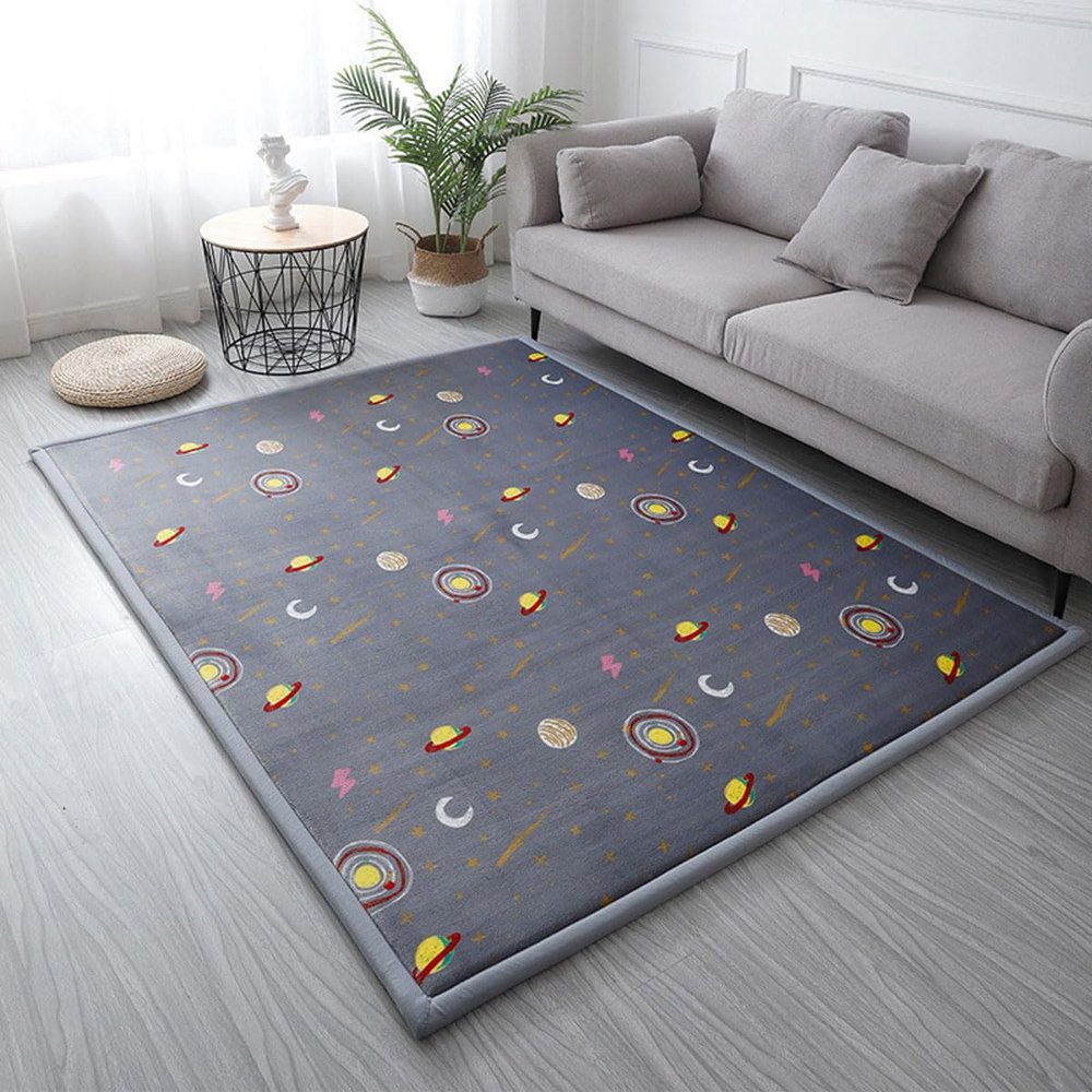 Single Tree Forest Soft, Non-Slip Premium Kids' Rug, Gray Starry Sky, 130 × 160 cm