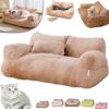Calming Pet Sofa – Fluffy Plush Dog Bed with Washable Cover (L, Coffee) view 1