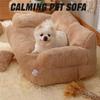 Calming Pet Sofa – Fluffy Plush Dog Bed with Washable Cover (L, Coffee) view 2