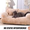 Calming Pet Sofa – Fluffy Plush Dog Bed with Washable Cover (L, Coffee) view 3
