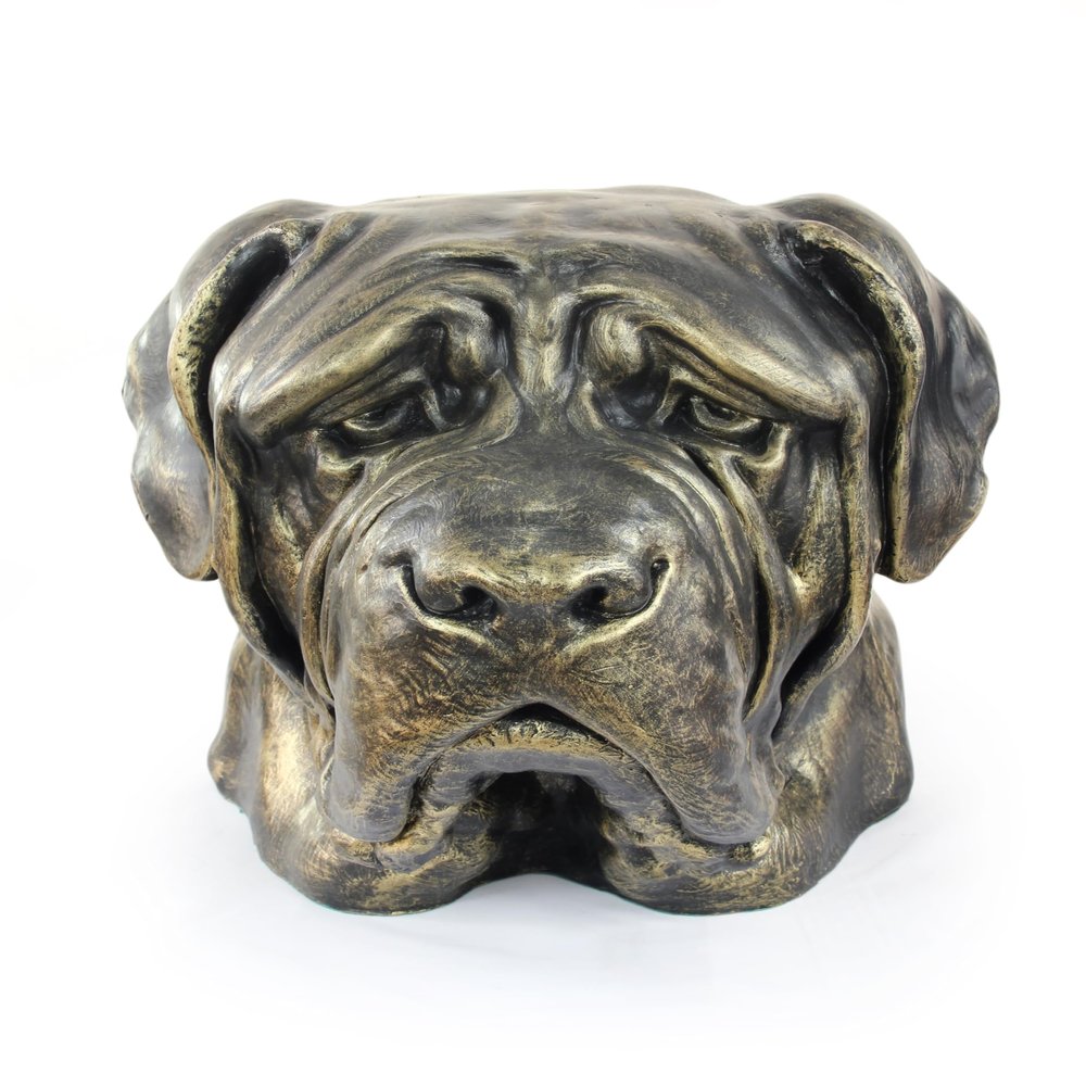 Art-Dog Big Head English Mastiff Dog Urn, Handcrafted Resin with Bronze Finish, 31 x 30 x 32 cm