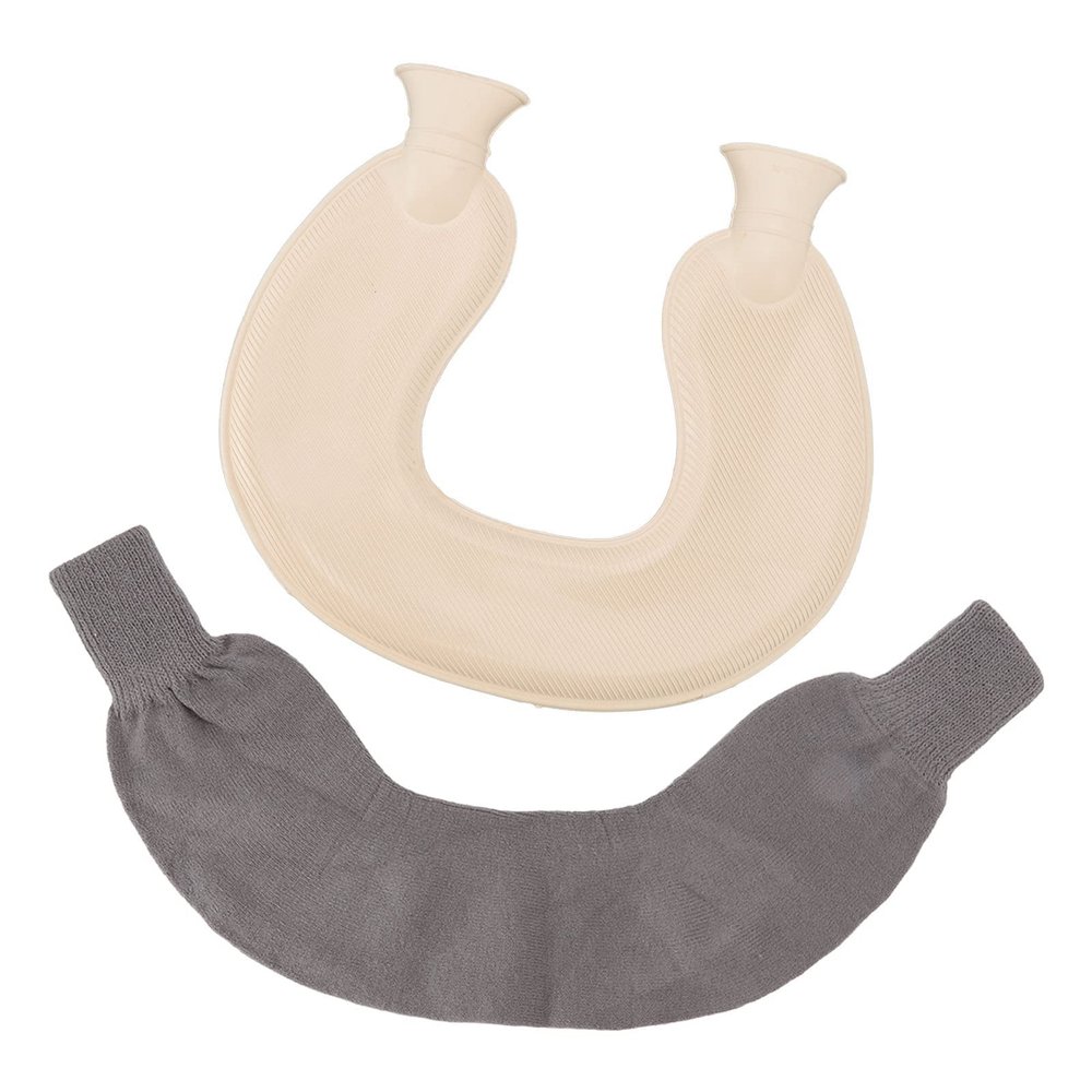 MINGZHE U-Shaped Neck Hot Water Bottle with Gray Cover