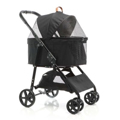 Fudajo 2-in-1 Foldable Dog Stroller in Black with Removable Carrier for Small to Medium Dogs and Cats