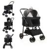 Fudajo 2-in-1 Foldable Dog Stroller in Black with Removable Carrier for Small to Medium Dogs and Cats view 3