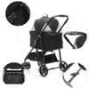 Fudajo 2-in-1 Foldable Dog Stroller in Black with Removable Carrier for Small to Medium Dogs and Cats view 4