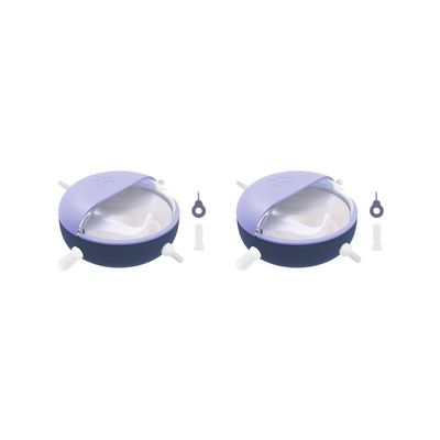 2-Piece Silicone Milk Bowl Set for Puppies and Kittens with Silicone Nipples, Purple, 11 × 15 cm