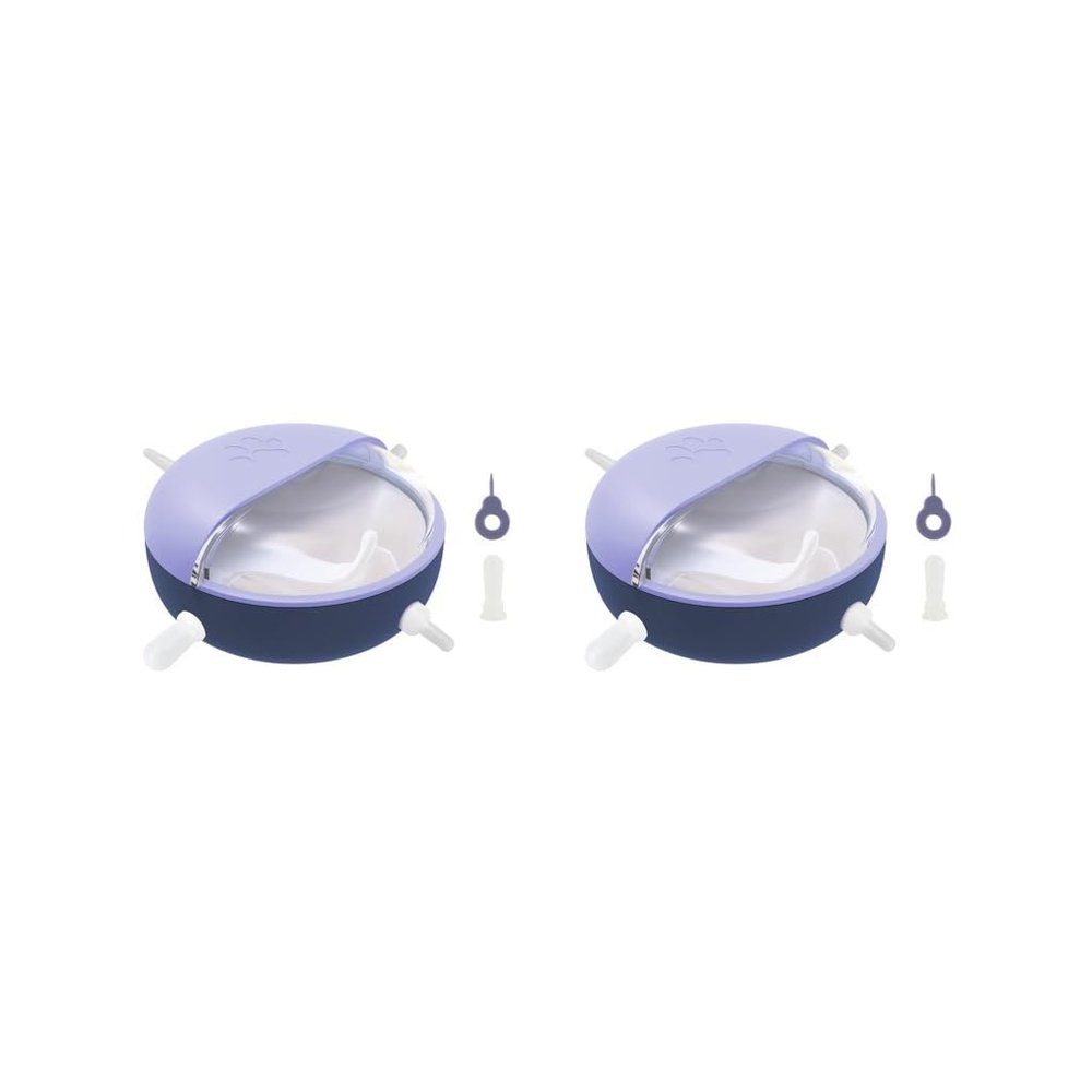 2-Piece Silicone Milk Bowl Set for Puppies and Kittens with Silicone Nipples, Purple, 11 × 15 cm