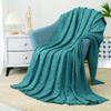 GINAMUSE 100% Cotton Muslin Throw Blanket, King Size, Lightweight, Soft, Cozy, Breathable, 274.3 x 228.6 cm, Blue-Green view 4