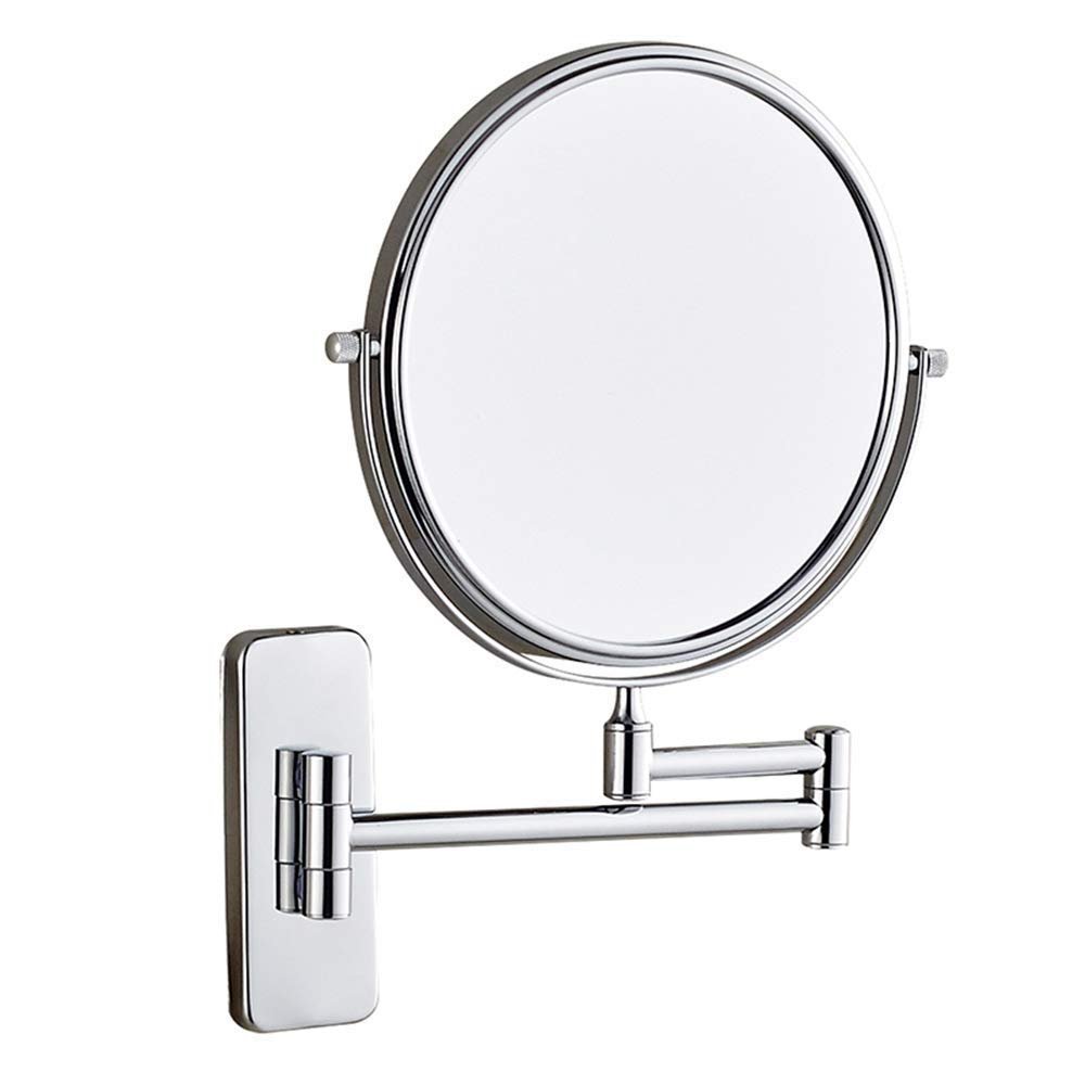 JCAKES Wall-Mounted Chrome Magnifying Mirror, Sturdy, Double-Sided, Adjustable, Extendable Swivel Arm (Color: 8 inch, Size: 5X)