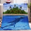 Cozy Blanket 130 x 150 cm, Ocean Dolphins and Islands, 3D-Printed Flannel, Reversible view 1
