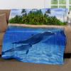 Cozy Blanket 130 x 150 cm, Ocean Dolphins and Islands, 3D-Printed Flannel, Reversible view 2