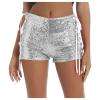 Duohropke Women's Sequin Glitter Shorts, High-Waisted Drawstring Shorts view 1