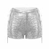 Duohropke Women's Sequin Glitter Shorts, High-Waisted Drawstring Shorts view 2