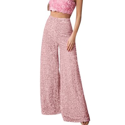 Women's Sequin High-Waisted Wide-Leg Pants