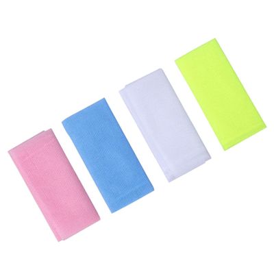 minkissy 4-Piece Nylon Exfoliating Bath Towels, Long Back Scrubbers, Mixed Colors