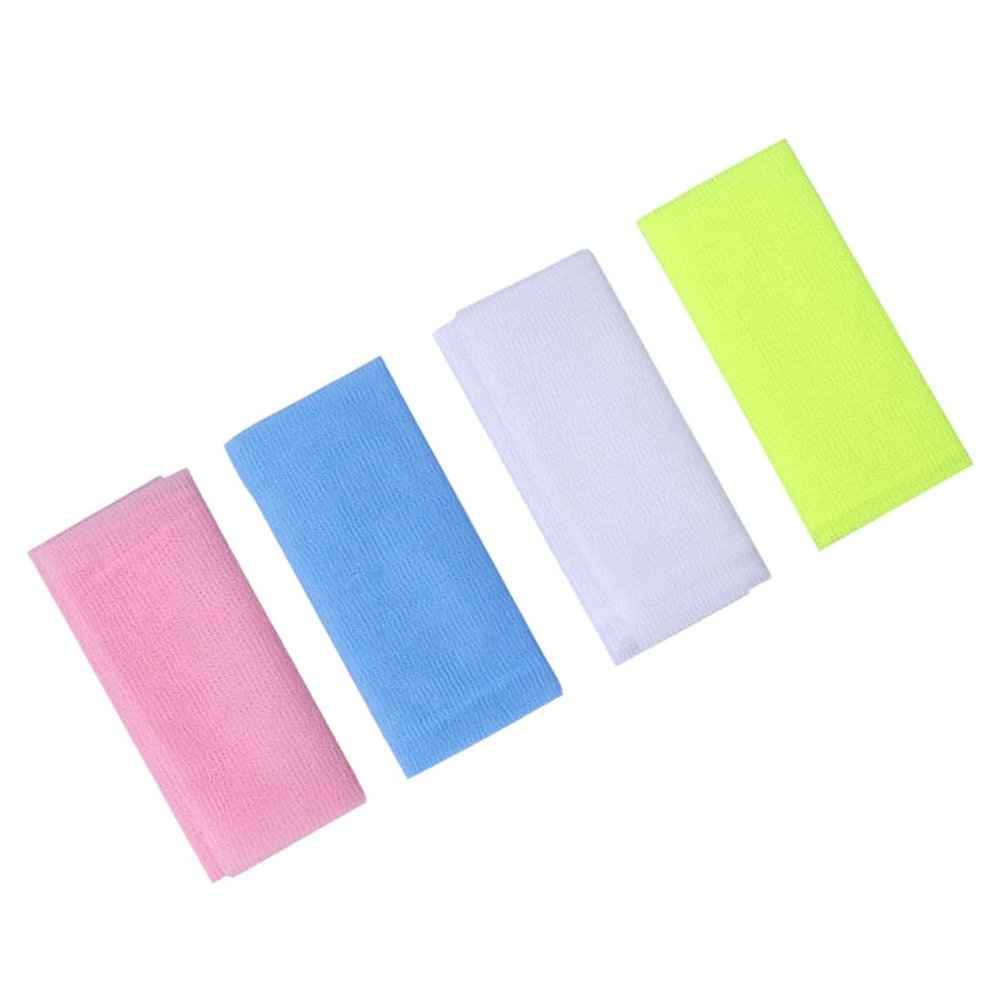 minkissy 4-Piece Nylon Exfoliating Bath Towels, Long Back Scrubbers, Mixed Colors
