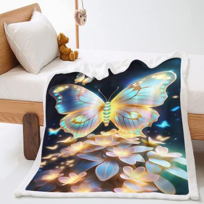 WEQEER Butterfly Fleece Blanket, Colorful Plush Cartoon Throw for Girls, Adults and Children, Warm Sofa Blanket (9, 150 x 200 cm)