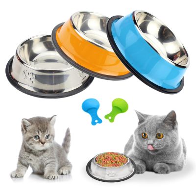 3-Pack Stainless Steel Cat Bowls with Non-Slip Base