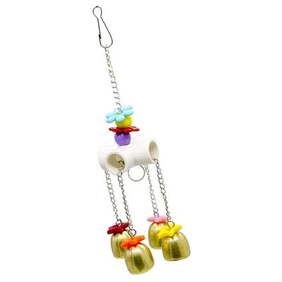 FRCOLOR 1-Set Parrot Bell Toy, Multifunctional Hanging Toy for Cockatiels and Budgerigars, Safe and Durable, Assorted Colors