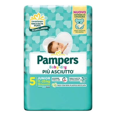 PAMPERS PANNOLINI Baby Dry Junior 11–25 kg, 16 ct.