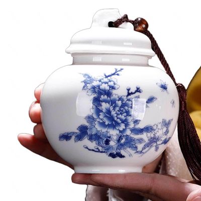 BRDECOR Small Ceramic Urns for Human Ashes, Mini Cremation Urns for Adults and Pets, Handmade Peony Memorial Urn