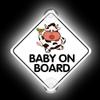 Leniutor Baby on Board Car Window Sign, High-Visibility Reflective, Double-Sided, Cow view 1