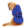 Warm Soft Dog Hoodie with "I LOVE MY DAD" Print, Blue, XS view 1