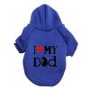 Warm Soft Dog Hoodie with "I LOVE MY DAD" Print, Blue, XS view 2