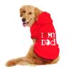 Warm Soft Dog Hoodie with "I LOVE MY DAD" Print, Blue, XS view 3
