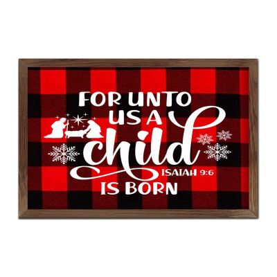 For Unto Us a Child Is Born Framed Wall Art Sign, 20.3 x 30.5 cm