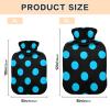 2L Large Hot Water Bottle with Cover, Blue Polka Dot Hand and Foot Warmer view 2