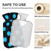 2L Large Hot Water Bottle with Cover, Blue Polka Dot Hand and Foot Warmer view 3