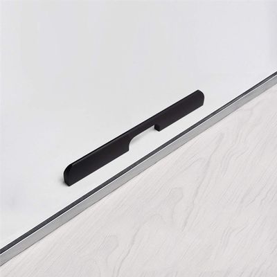 NUALLY Cabinet Handles for Kitchen Doors, Modern Furniture Handles, 1 Piece, Black, 192 mm