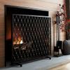 Heavy-Duty Freestanding Iron Fireplace Guard, Black, 98 x 23 x 78 cm view 3
