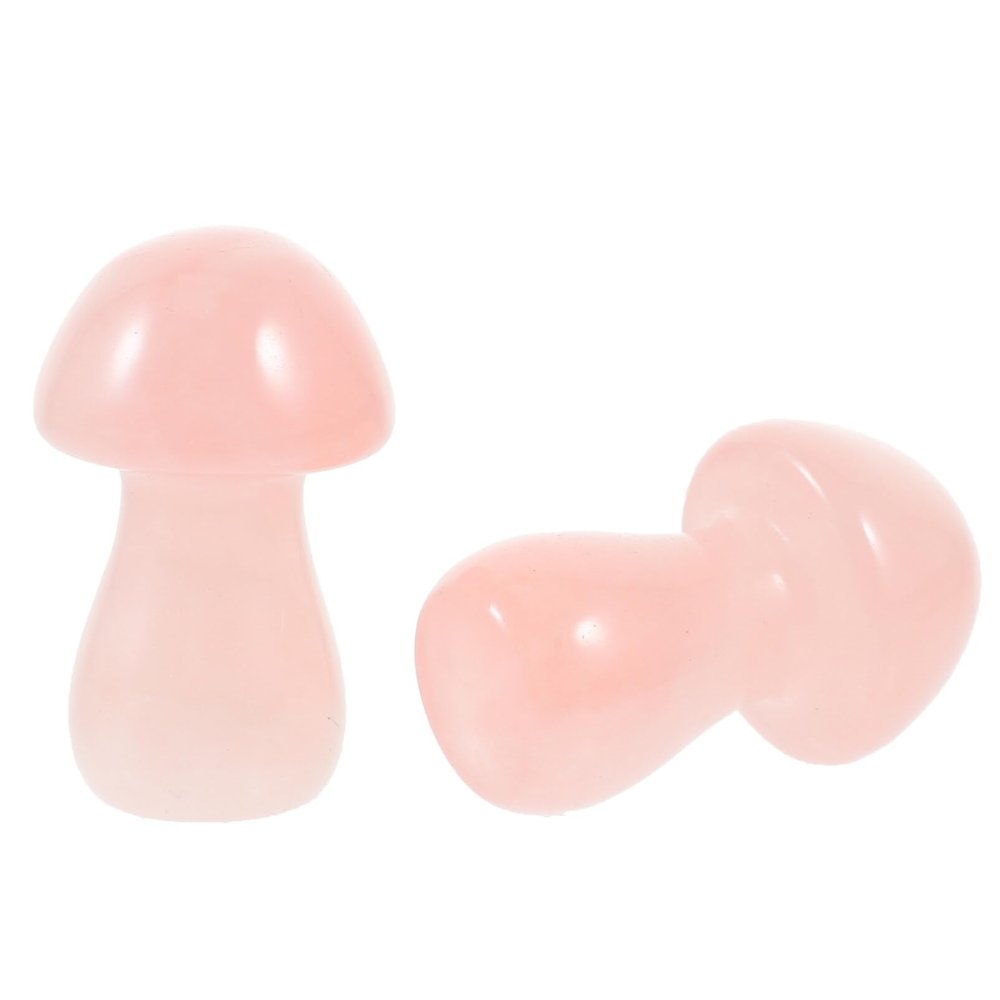 Sosoport 2-Piece Pink Mushroom-Shaped Stone Ornaments for Garden Landscapes