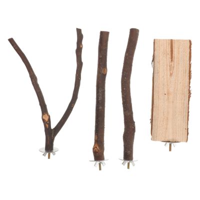 Natural Wood Bird Perches Set for Cage Birds, 1 Set