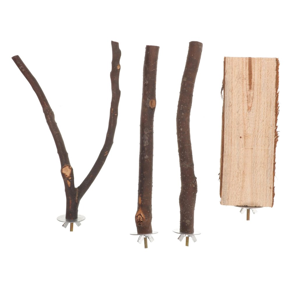 Natural Wood Bird Perches Set for Cage Birds, 1 Set