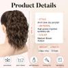 FLUFYMOOZ 31 cm Short-Claw Ponytail Extension, Wavy Curly Synthetic Ponytail with Chin Clip, Medium Brown Auburn view 3